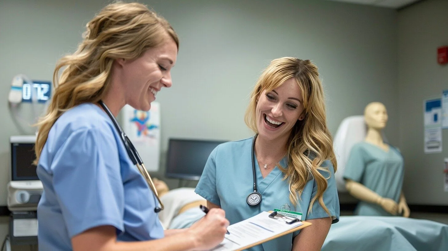 Nurse-led BLS skills verification in Lafayette, Louisiana: an AHA blended learning skills session where students complete hands-on CPR and BLS check-offs with confident, calm guidance at Safe & Secure Training.